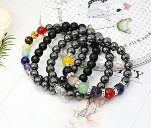 Milacolato Bracciale in Ematite Chakra da 4 Paia Terapia Magnetica di... - Ilgrandebazar