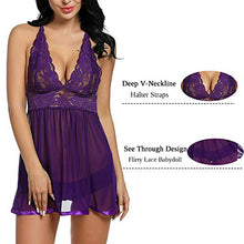 Carica l'immagine nel visualizzatore di Gallery, SEDEX Sexy Lingerie Hard Transparent Chemise Donna Esotico Pizzo e L, Viola - Ilgrandebazar