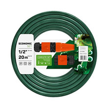 Carica l'immagine nel visualizzatore di Gallery, Cellfast Set di tubi da giardino ECONOMICO, flessibile, 3 strati, treccia incrociata in poliestere, resistente ai raggi UV, 1/2 ", 20 m, 10-100