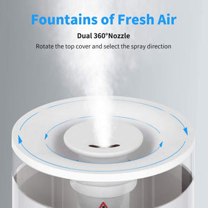 Umidificatore Ambienti ad Ultrasuoni Capacità 3L Diffusore di Olio Essenziali Display LED Timer 12h Riempimento dall’Alto Due Bocchette Emissione Vapore ELEHOT