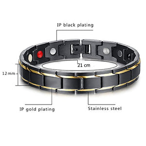 JFUME Bracciale da Uomo Acciaio Inossidabile Magnet Gioielli Oro Nero - Ilgrandebazar