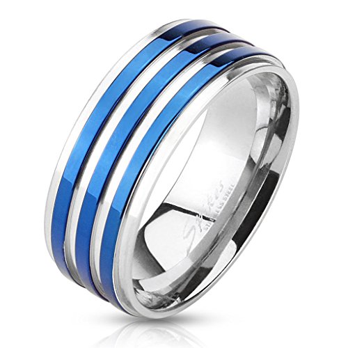 Be Happy Anello Argento o Blu per Uomo in Acciaio Inossidabile– per... - Ilgrandebazar