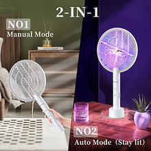 Carica l'immagine nel visualizzatore di Gallery, TMACTIME Racchetta Zanzare Elettrica, 4000V 2-in-1 Racchetta Antizanzare, USB Base di Ricaricabile, e Lampada UV, Protezione Maglia a 3 Strati, Adatto per Casa, Giardino, Interni ed Esterni