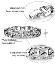 Carica l&#39;immagine nel visualizzatore di Gallery, Finrezio 14mm di Larghezza Iced out Braccialetto Cubano Hip Hop per Uomo... - Ilgrandebazar
