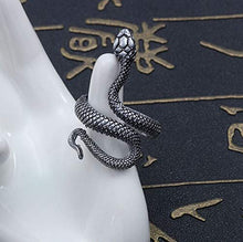 Carica l&#39;immagine nel visualizzatore di Gallery, Anello regolabile serpente acciaio nero. - Ilgrandebazar