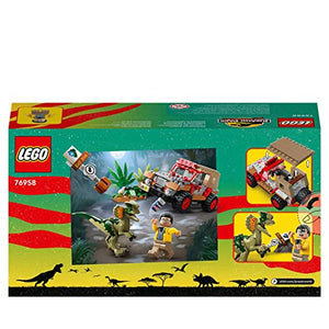 LEGO 76958 Jurassic Park L’Agguato del Dilofosauro, Set con Dinosauro Giocattolo per Bambini e Bambine dai 6 Anni in su, con Minifigure e Jeep, Collezione 30° Anniversario