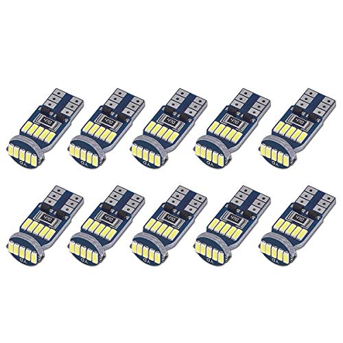 SanGlory 10 x T10 W5W LED Lampadine Canbus, Auto Lampade 15 x 10 Pezzi Bianco