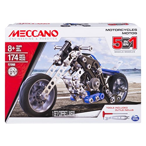 MECCANO- Set 5 Modelli Motocicletta, Pezzi in Metallo, 174, 6036044 - Ilgrandebazar