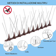 Carica l&#39;immagine nel visualizzatore di Gallery, Dissuasori per Piccioni Inox, 3.6 Metri Spuntoni anti Uccelli, Anti Piccioni Balcone Repellente Piccioni per Spaventare Piccioni, Corvi, Passeri, Gatti, Protezione del Giardino - Marrone
