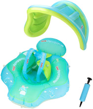 Carica l&#39;immagine nel visualizzatore di Gallery, Salvagente Neonato, Anello di Nuoto per Bambino Salvagente con Mutandina, Anello di Nuoto per Neonati con la Sedia Molle di Sicurezza e Parasole, Salvagente Gonfiabile per Piscina Regolabile Doppio Airbag