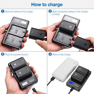 Miady - Confezione da 2 batterie e caricatore LCD NP-FZ100 Nero