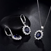 Carica l&#39;immagine nel visualizzatore di Gallery, MASOP, orecchini pendenti con zaffiro blu, in argento Earrings+Necklace - Ilgrandebazar