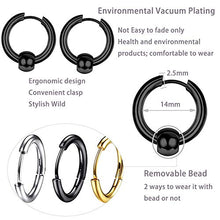 Carica l&#39;immagine nel visualizzatore di Gallery, 4 Paia di Orecchini in Acciaio Inossidabile per Uomo Donne Cerchio Nero - Ilgrandebazar