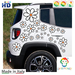 GamesMonkey® - Adesivi Auto Fiori Margherite Prilblumen Tuning - 27/54 / 108 Pezzi - Carrozzeria Divertenti Moto Bicicletta Stickers Vetri Casco (Small, 27 Pezzi, Col 005)