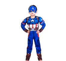 Carica l&#39;immagine nel visualizzatore di Gallery, Costume da Capitan America - Busto Muscoloso - Taglia S - 3-5 anni, Blu - Ilgrandebazar