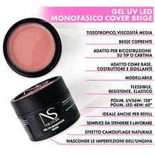 Carica l'immagine nel visualizzatore di Gallery, Nail Store - Gel UV Led Costruttore Monofasico Cover Beige – camouflage - media densità - autolivellante – facile lavorabilità – adatto per Refill e allungamento con cartina (30 g)