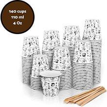Carica l&#39;immagine nel visualizzatore di Gallery, 140 Bicchieri Carta Espresso To Go 110 ml Con Bastoncini Per Mescolare In 140 - Ilgrandebazar