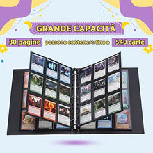 Carica l'immagine nel visualizzatore di Gallery, Lictin Raccoglitore Carte Maniche 540 Tasche (Nero)-Album trasparente impermeabile con 540 tasche per carte da gioco - 30 pagina nera raccolta carta libro