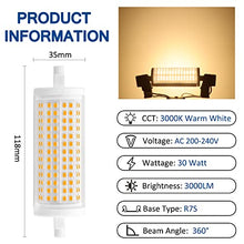 Carica l&#39;immagine nel visualizzatore di Gallery, Akynite R7S LED 118mm 30W Dimmerabile 3000LM, Luce Calda 3000K, Equivalente a Lampada Alogena R7S J118 300W 250W, AC 220V, Lampadina R7S 118mm LED Ceramica alta Luminosità per Studio, 1 pezzo