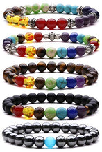 Carica l&#39;immagine nel visualizzatore di Gallery, J.Fée Bracciale Perline Chakra Elastico in Pietra 5pack - Ilgrandebazar