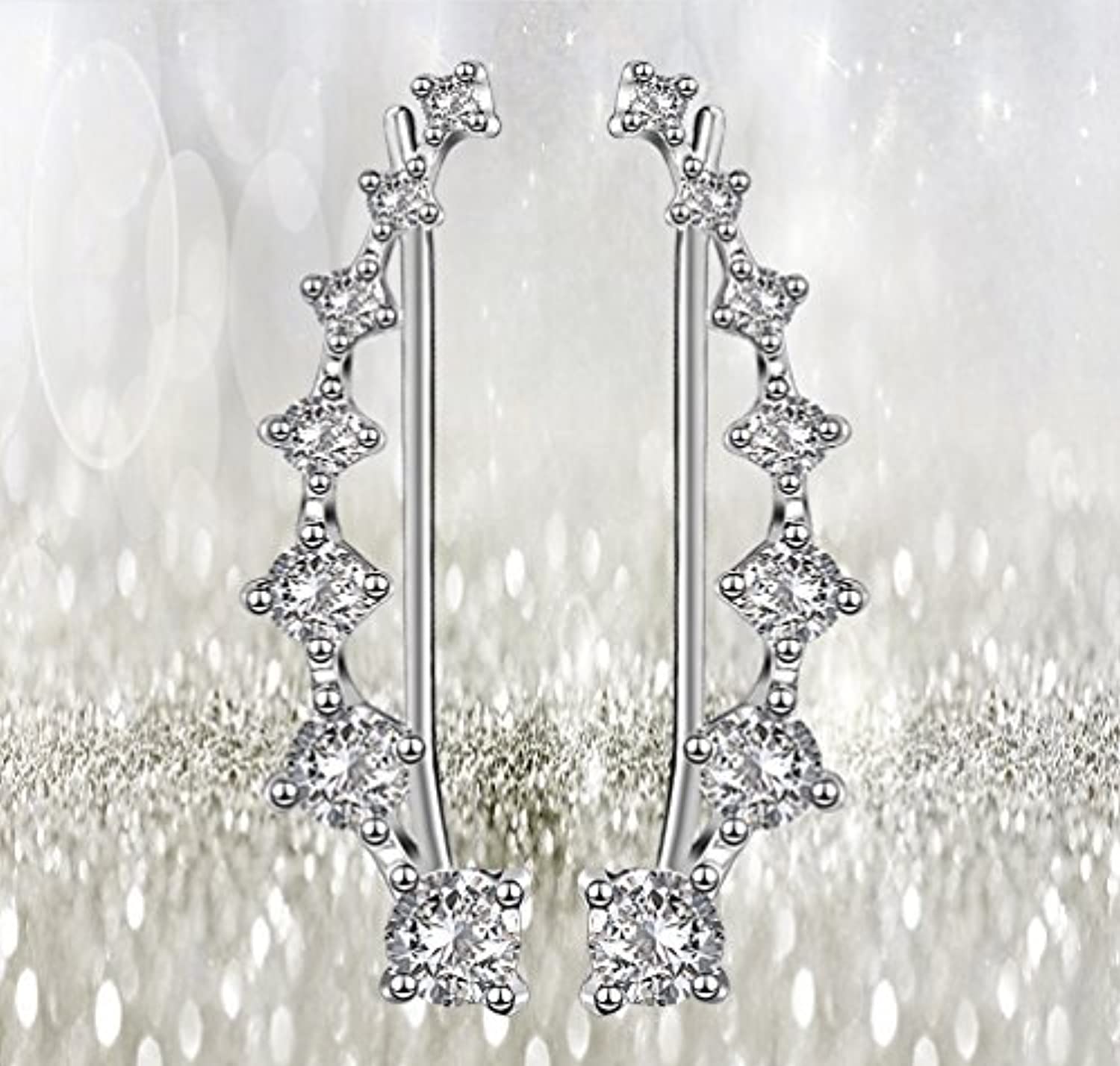 Donna Orecchini in Argento 925 con 7 Cristallo Ear Cuff Hoop Climber i Donna Orecchini in Argento 925 con 7 Cristallo Ear Cuff Hoop Climber i