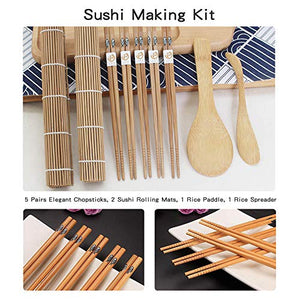 Kit per fare sushi in bambù, 9 pezzi, tappetino arrotolare il sushi,...