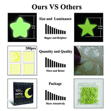 Carica l&#39;immagine nel visualizzatore di Gallery, FRETOD Stelle Fluorescenti e Grande Luna (24cm) - 300 Pezzi Adesivi da... - Ilgrandebazar