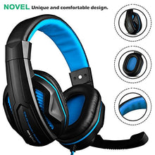 Carica l&#39;immagine nel visualizzatore di Gallery, Gaming Headset,DLAND 3.5mm hanno fissato PC stereo di gioco fascia Nero e blu