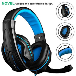 Gaming Headset,DLAND 3.5mm hanno fissato PC stereo di gioco fascia Nero e blu