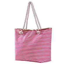 Carica l&#39;immagine nel visualizzatore di Gallery, Borsa da spiaggia grande con cerniera 58 x 38 x 18 cm shopper Rosa-bianco