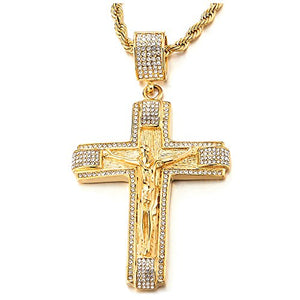 COOLSTEELANDBEYOND Grande Oro Collana con Pendente Gesù Cristo Crocifisso... - Ilgrandebazar