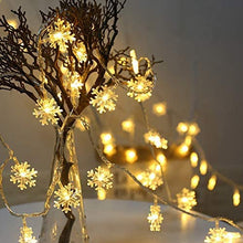 Carica l'immagine nel visualizzatore di Gallery, EFFE Strisce LED forma di fiocco di neve a 20 LED con luci a LED Luci da stringa a LED da 3M Luci a batteria impermeabili per giardino di Natale Patio Camera da letto Decorazioni Illuminazione
