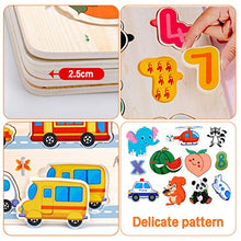 Carica l'immagine nel visualizzatore di Gallery, Purpledi 5 Pezzi Puzzle in Legno per i Bambini, Giochi Montessori Bambino, Educativo Giocattoli Regalo per 1 2 3 Anni, Animali Frutta Forme Lettere Numeri Traffico, Regalo Natale Ragazzi Ragazze