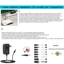 Carica l&#39;immagine nel visualizzatore di Gallery, Alimentatore AC 12V 2A Alimentatore AC220V da 230V a DC12V con 8 adattatori per spina Caricabatteria DC12V 500mA 1000mA 1500mA 2000mA Adattatore AC-DC (DC12V-2A)