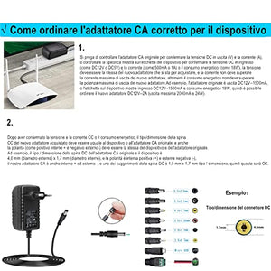 Alimentatore AC 12V 2A Alimentatore AC220V da 230V a DC12V con 8 adattatori per spina Caricabatteria DC12V 500mA 1000mA 1500mA 2000mA Adattatore AC-DC (DC12V-2A)