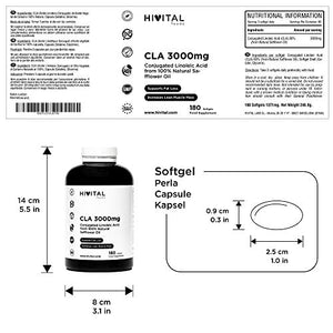 CLA Acido Linoleico Coniugato 3000 mg per dose | 180 softgels di Olio...