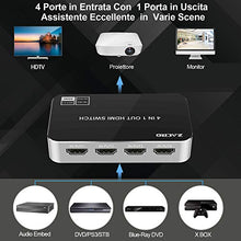 Carica l'immagine nel visualizzatore di Gallery, Zacro Switch HDMI 4k,Splitter 4 in 1 out,Supporta 4K 3D 1080P HD,Per...