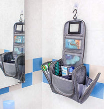 Carica l&#39;immagine nel visualizzatore di Gallery, Borsa da bagno appendere con specchio e tasche interne - Melange Grigio - Ilgrandebazar