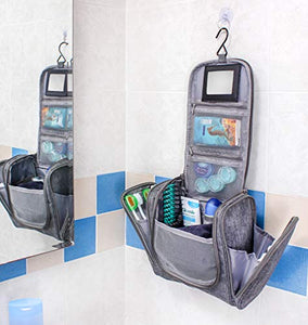 Borsa da bagno appendere con specchio e tasche interne - Melange Grigio - Ilgrandebazar