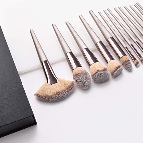 Pennelli Make Up, Dameso Set di 15 per il Trucco, Oro champagne