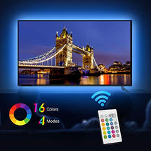 Carica l&#39;immagine nel visualizzatore di Gallery, Retroilluminazione TV LED ad USB di Lunghezza 2.4M Adatto per HDTV da 40-65 Pollici, 24 Tasti Telecomando ad Infrarossi in Grado di telecomandare Striscia Luminosa a LED, RGB 5050 Luce con 16 Colori