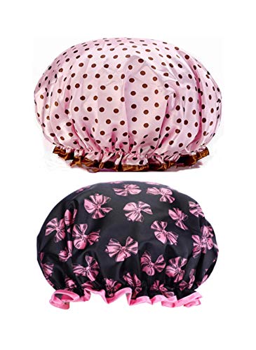 ZARRS Cuffia Doccia Riutilizzabile,2 Pack Impermeabile Pink+wave Point - Ilgrandebazar