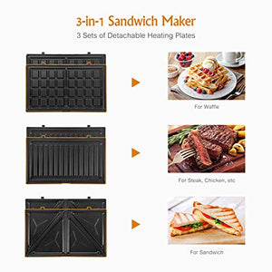 OSTBA Tostiera Sandwich Maker, piastre per panini 3 in 1, Cool Touch 3 1