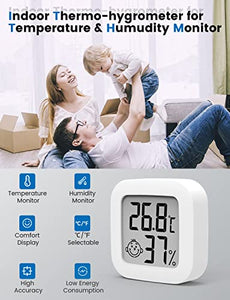 Mini Igrometro Termometro Digitale, Termometro Ambiente con Livello di Comfort, Monitor di Temperatura e umidità, Termometro da Interno per Serra, Stanza, Casa