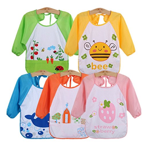 Haimoburg 5 pezzi Impermeabile Bambino Bavaglino Grembiule con 5 A - Ilgrandebazar