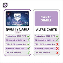 Carica l'immagine nel visualizzatore di Gallery, Carta di Blocco con Avanzato Sistema di Protezione RFID &amp; NFC - Proteggi Carte di Credito Contactless - Versatile, Sottile e Leggera. (2x New OrbityCard + Gift)