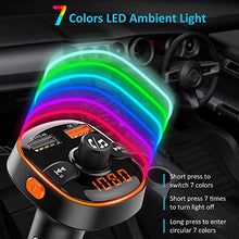Carica l&#39;immagine nel visualizzatore di Gallery, Zealife Bovon Trasmettitore Bluetooth per Auto, 7 Colori Controluce con Modalità...