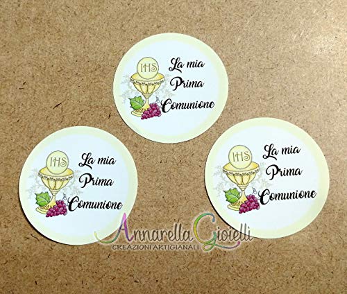 20 pezzi Adesivi tondi Prima Comunione, 40 millimetri, etichette cresima,... - Ilgrandebazar