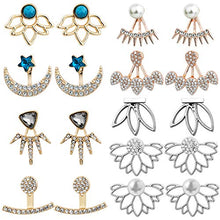 Carica l&#39;immagine nel visualizzatore di Gallery, Orecchini, Comius 9 Pairs Jacket CZ Stud Fiore di Loto Cava Orecchino...