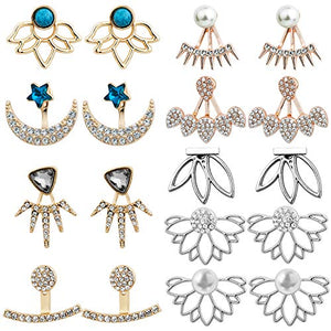 Orecchini, Comius 9 Pairs Jacket CZ Stud Fiore di Loto Cava Orecchino...